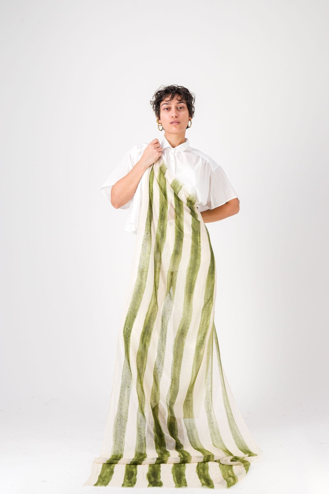 Marin Cashmere Stole in Olive StripesScarves
