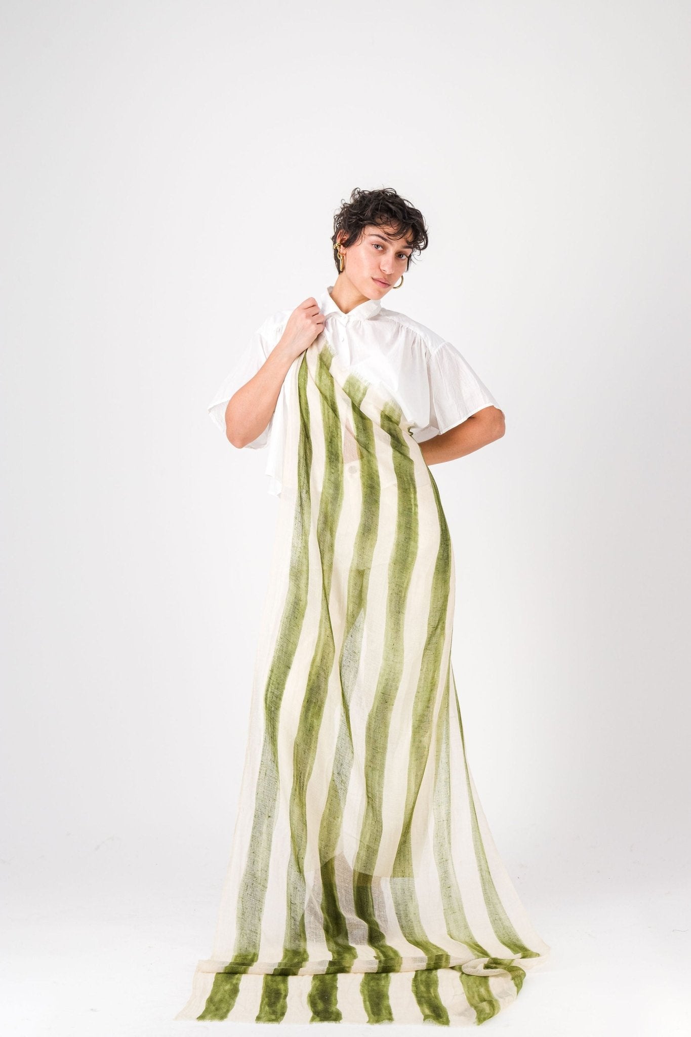 Marin Cashmere Stole in Olive StripesScarves