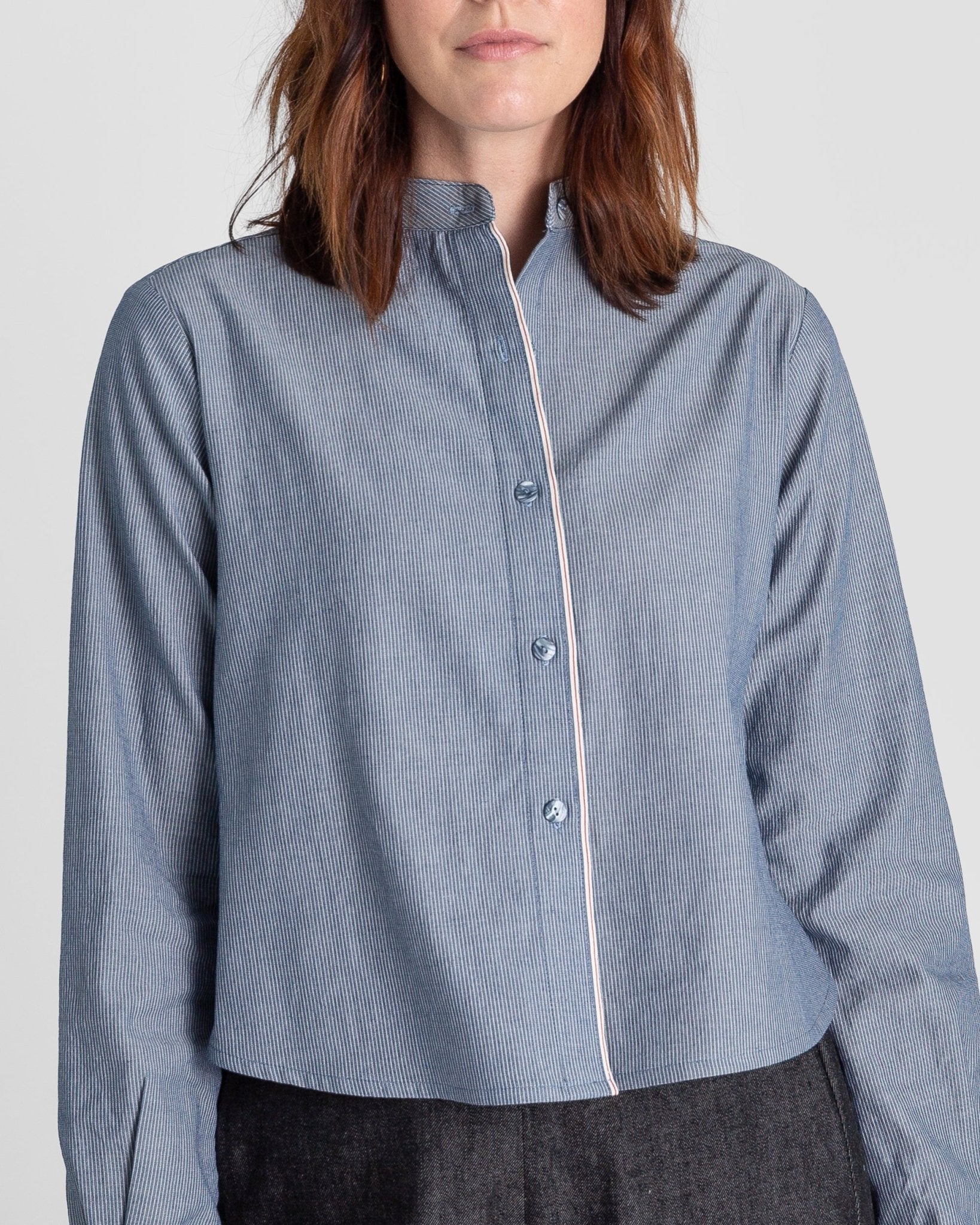 Mini Shirt in Blue-Gray Cotton StripeMini Shirts