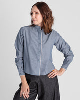 Mini Shirt in Blue-Gray Cotton StripeMini Shirts