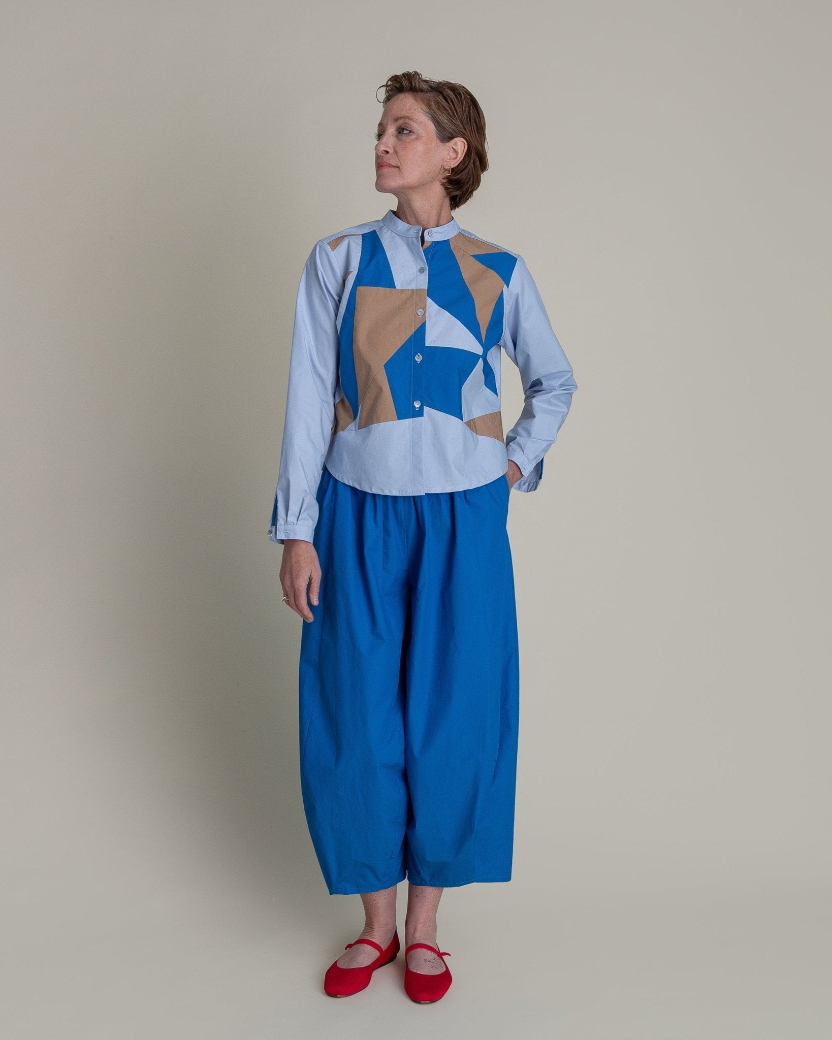 Mini Shirt in Light Blue Pieced Cotton PoplinMini Shirts