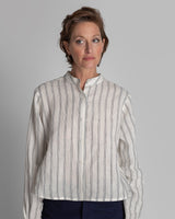 Mini Shirt in White and Black Striped Japanese LinenMini Shirt