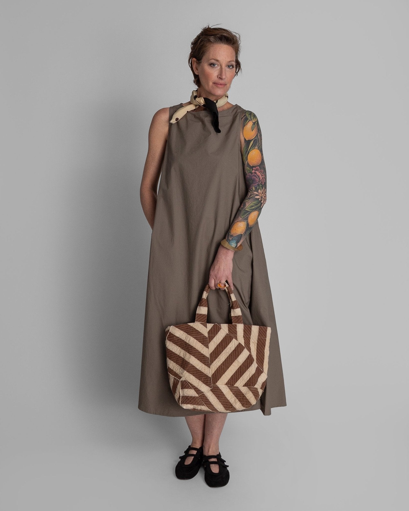 Mini Tote in Raw - Pieced Vintage Japanese Cotton Stripes