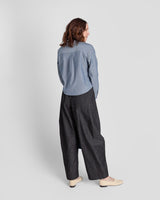 Mini Shirt in Blue-Gray Cotton Stripe