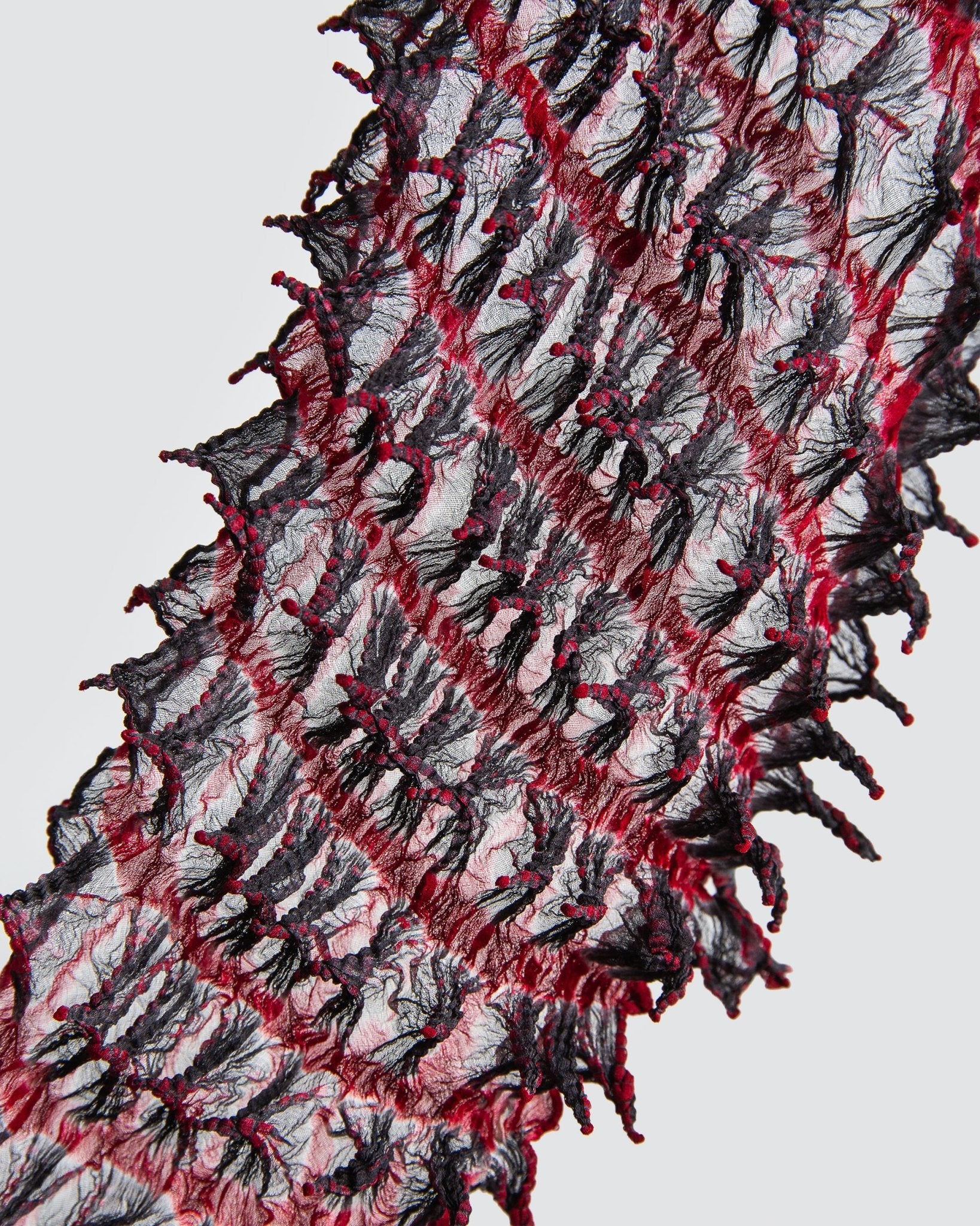 Modern Japanese Red and Black Silk Shibori ScarfScarves