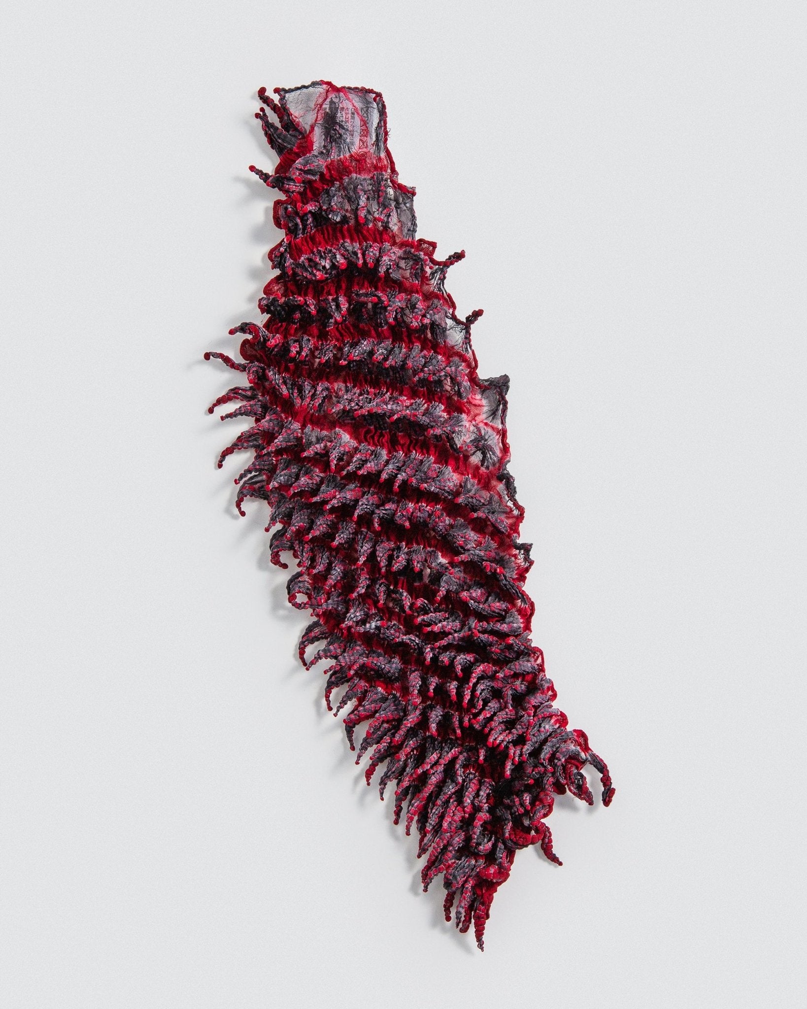 Modern Japanese Red and Black Silk Shibori ScarfScarves