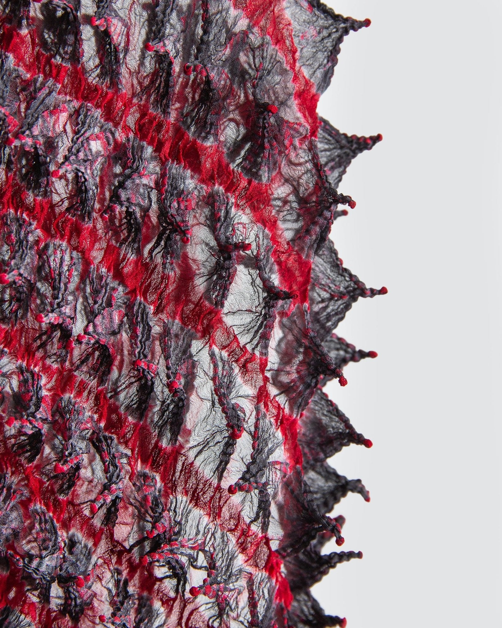 Modern Japanese Red and Black Silk Shibori ScarfScarves