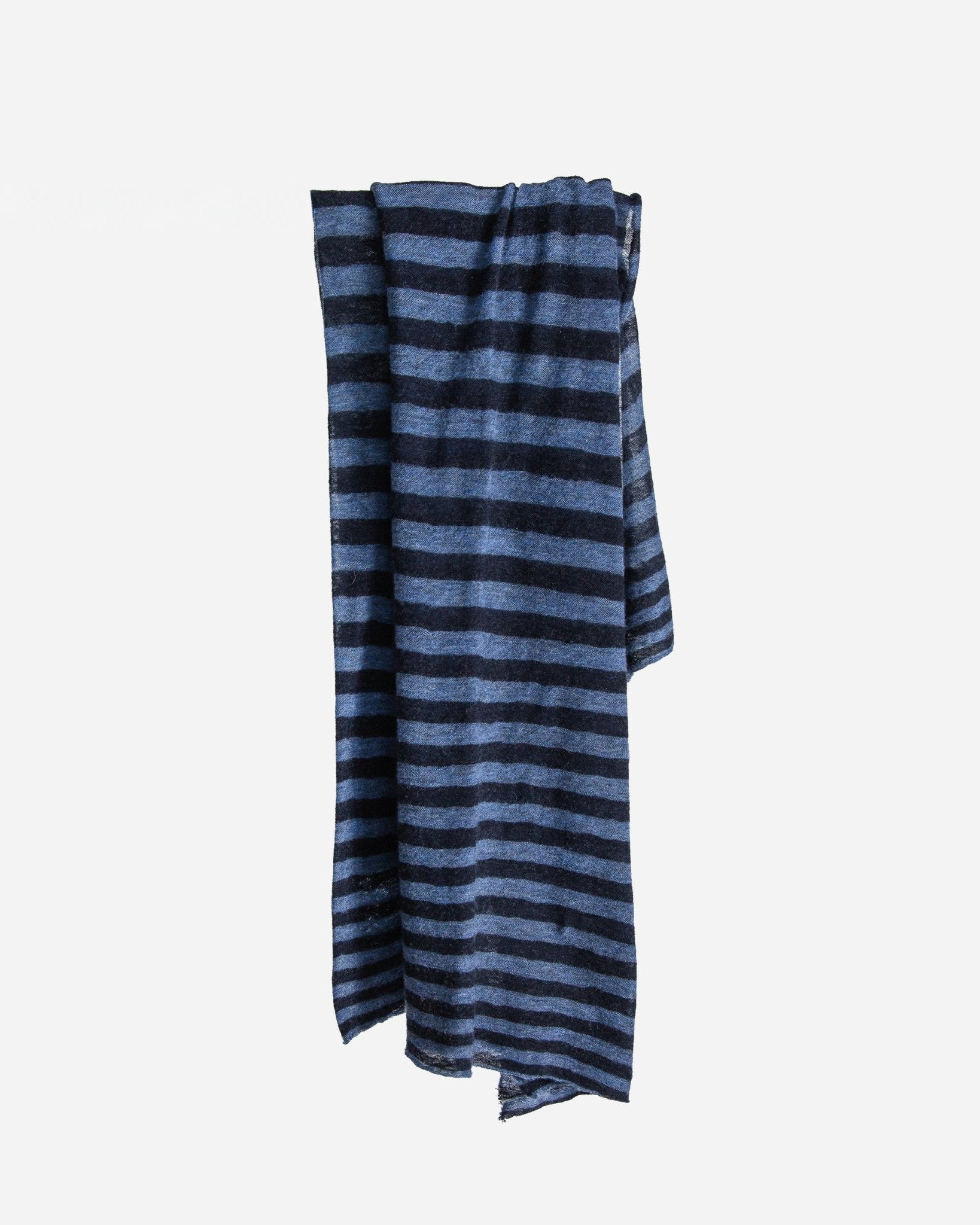 Nightshade Blue and Black Striped Cashmere ShawlScarves