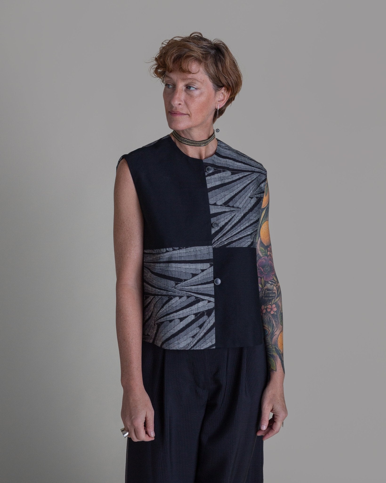 Noma Vest in Vintage Japanese Silk with Cotton TwillNoma Vests