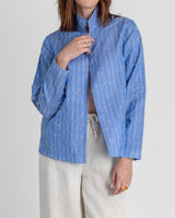 Cropped Omni Jacket in Light Blue Nuno Silk Organza