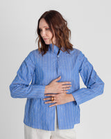 Cropped Omni Jacket in Light Blue Nuno Silk Organza