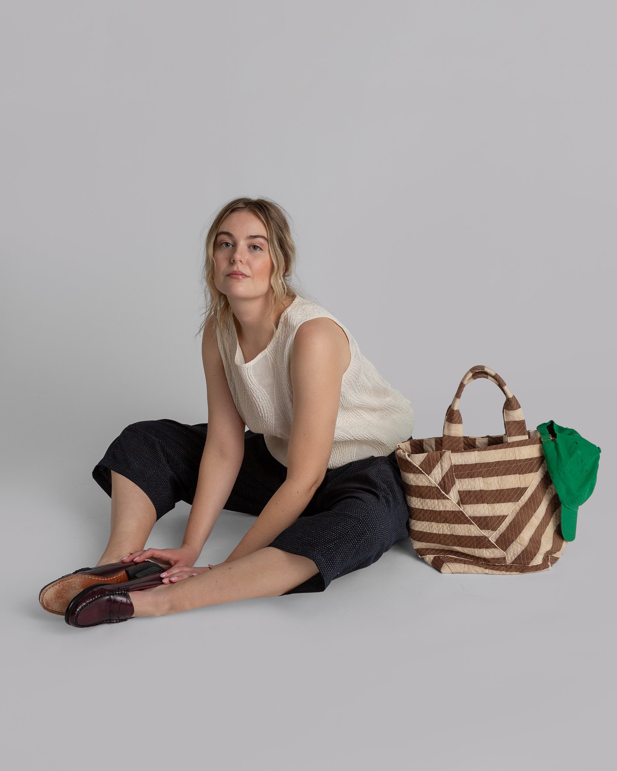 Drawstring Top in Ivory Nuno Fisheye