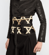 Obi Belt in Vintage Japanese Gold and Black Caning PatternBelts