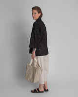 Pleat Blouse in Black Nuno Cotton