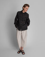 Pleat Blouse in Black Nuno Cotton
