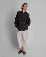 Pleat Blouse in Black Nuno Cotton