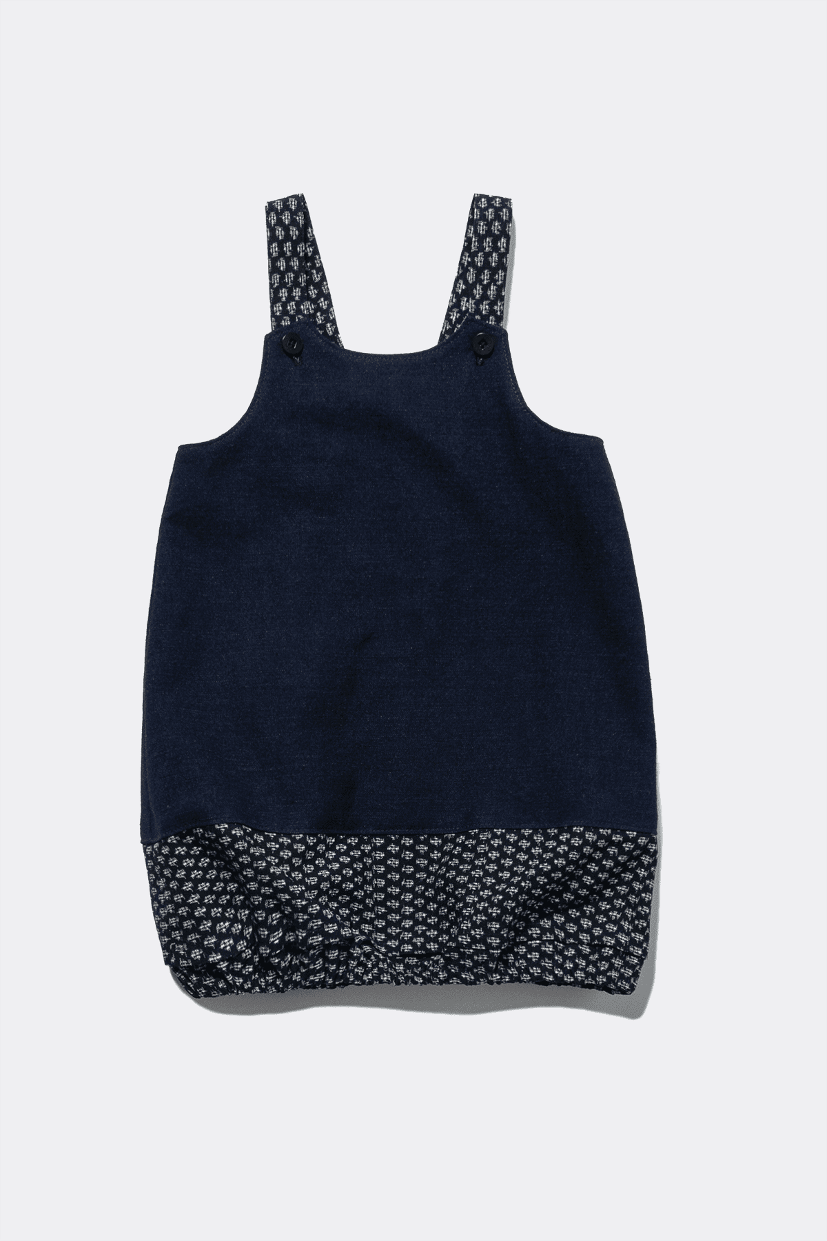 Overall Dress in Vintage Japanese Indigo Ikat Mix