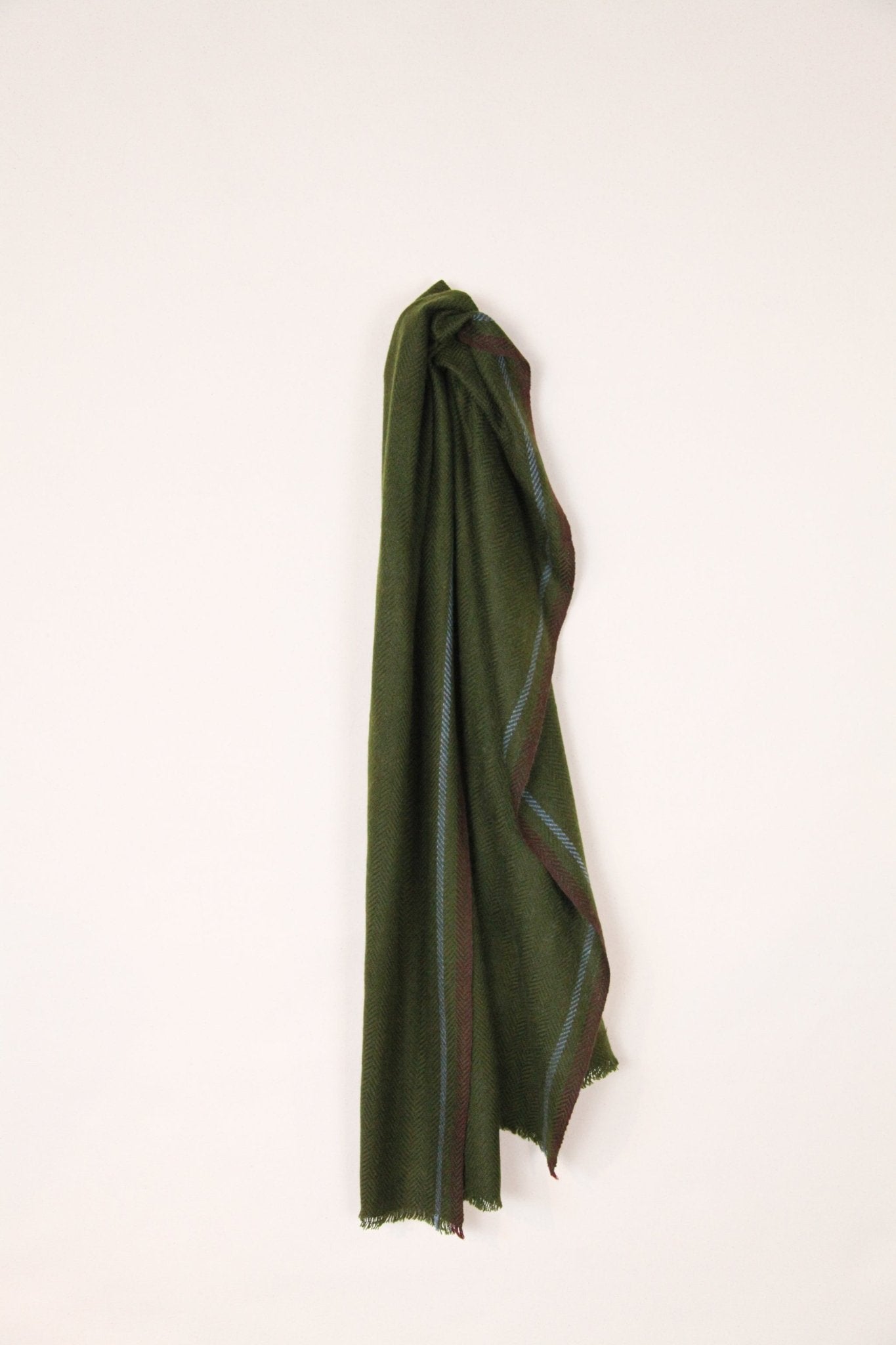 Pashmina Wool in Green Herringbone