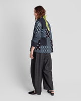 Christina Jacket in Vintage Japanese Indigo Cotton Ikat Mix