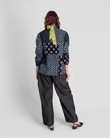 Christina Jacket in Vintage Japanese Indigo Cotton Ikat Mix