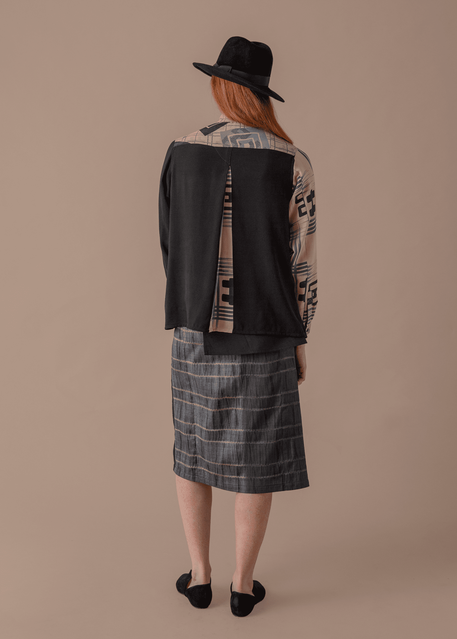 Peplum Skirt in Vintage Japanese Silk Shibori