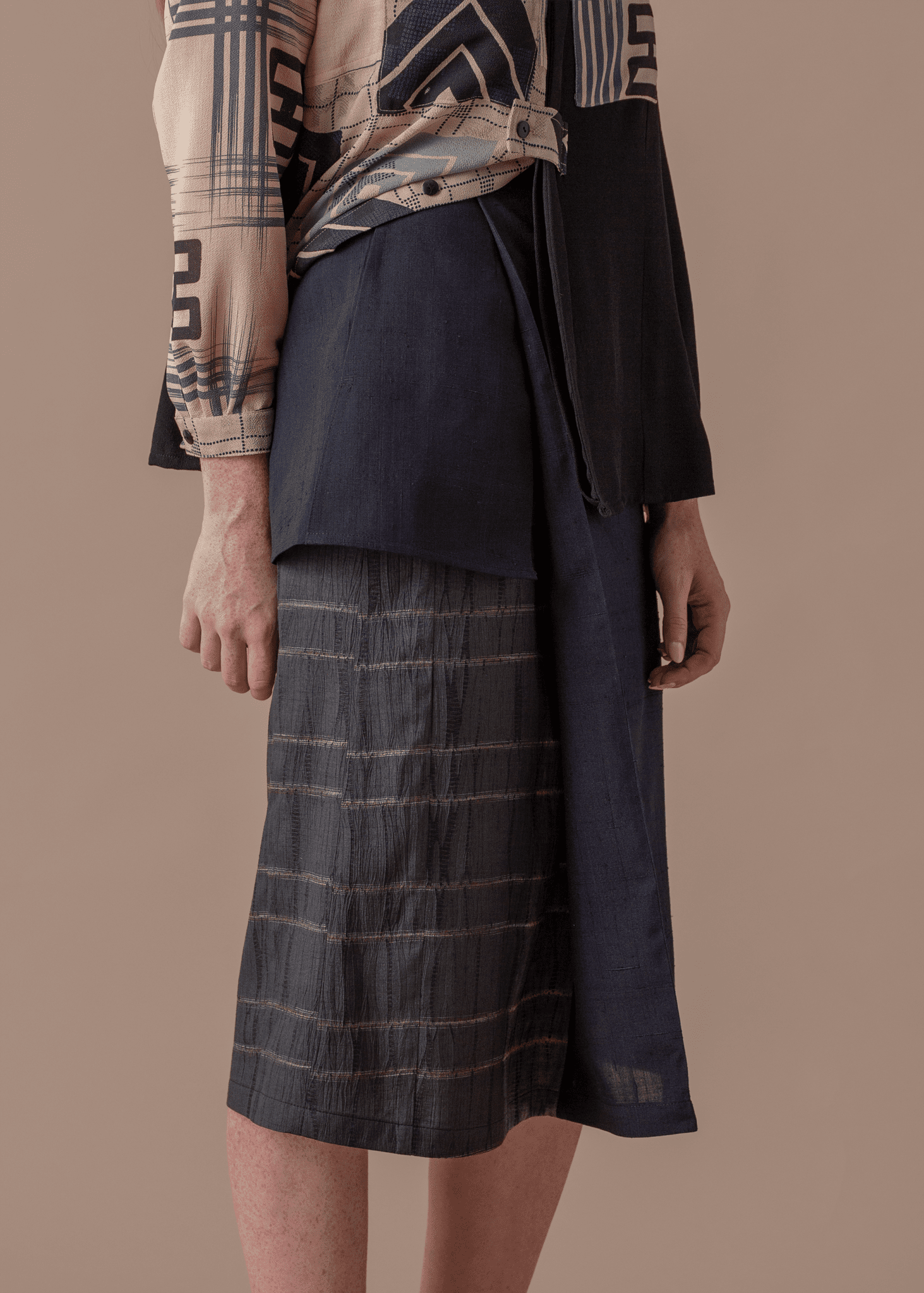 Peplum Skirt in Vintage Japanese Silk Shibori