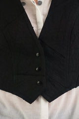 Petite Vest in Black Raw - Pieced Vintage Linen
