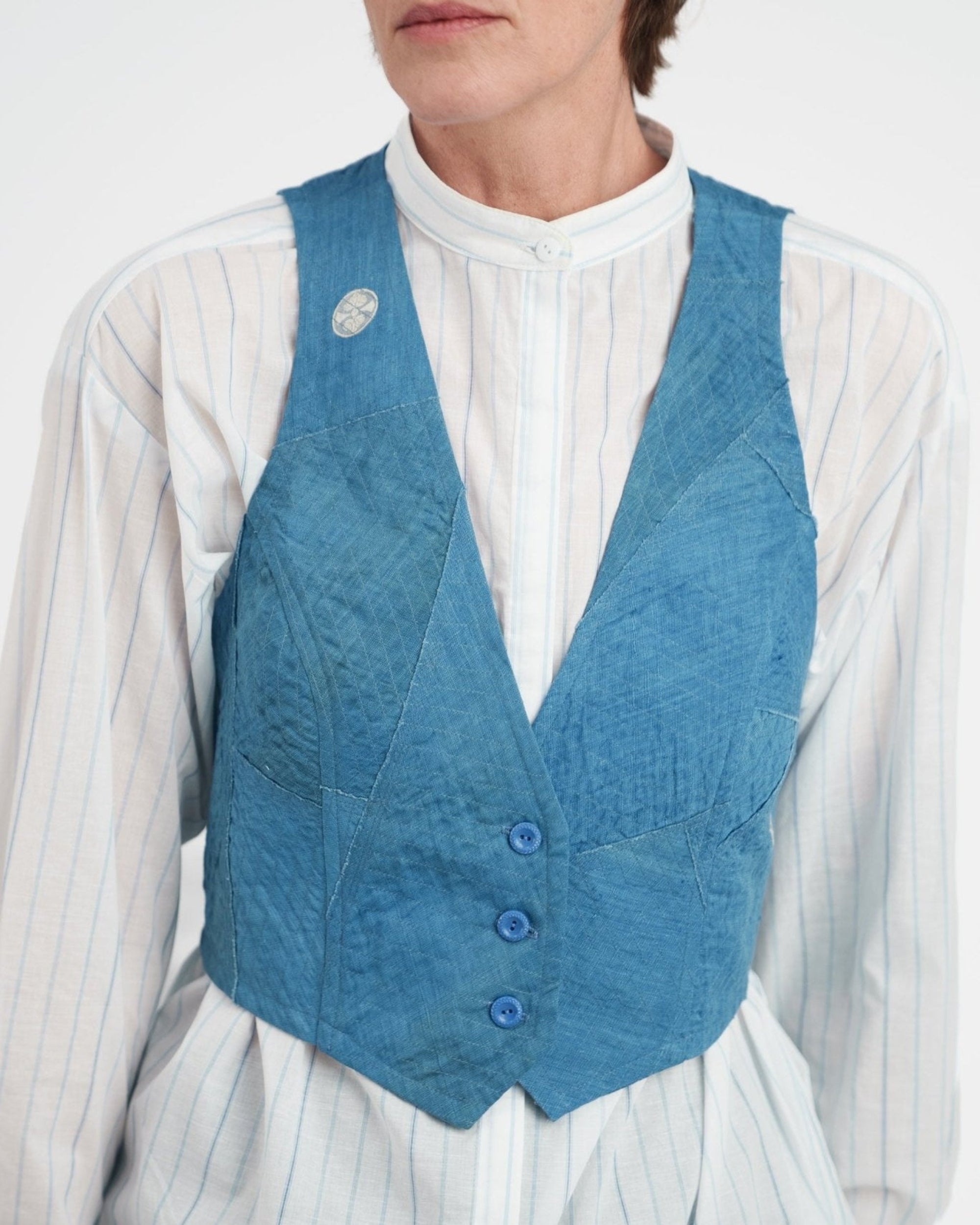 Petite Vest in Vintage Japanese Raw - Pieced Linen