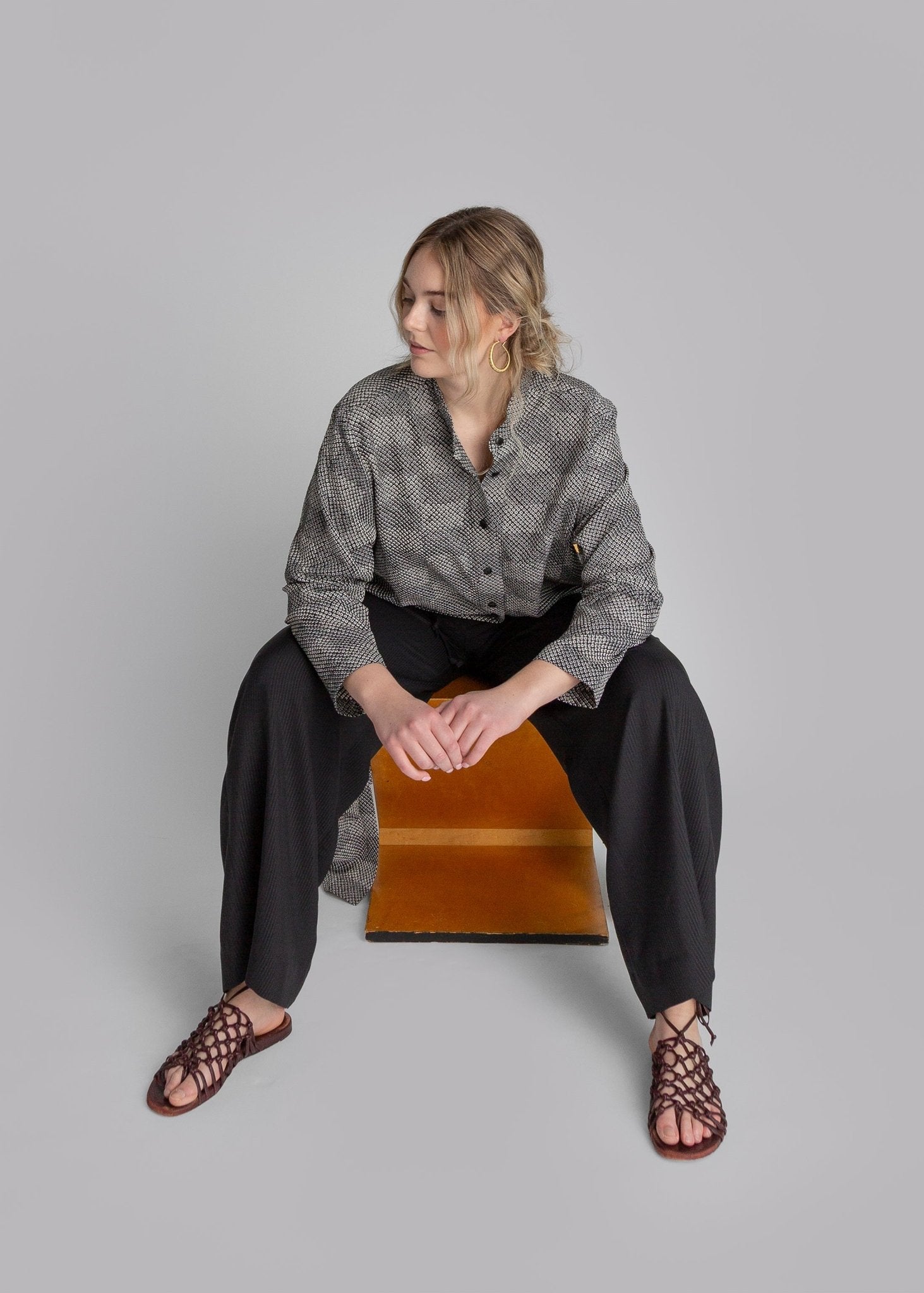 PJ Pant in Black Hammered Silk