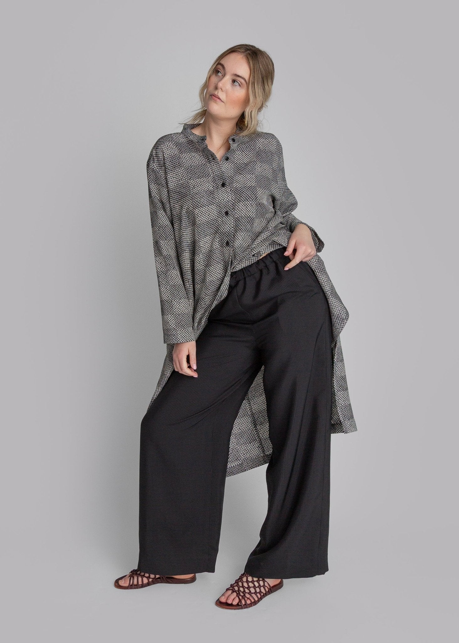PJ Pant in Black Hammered Silk