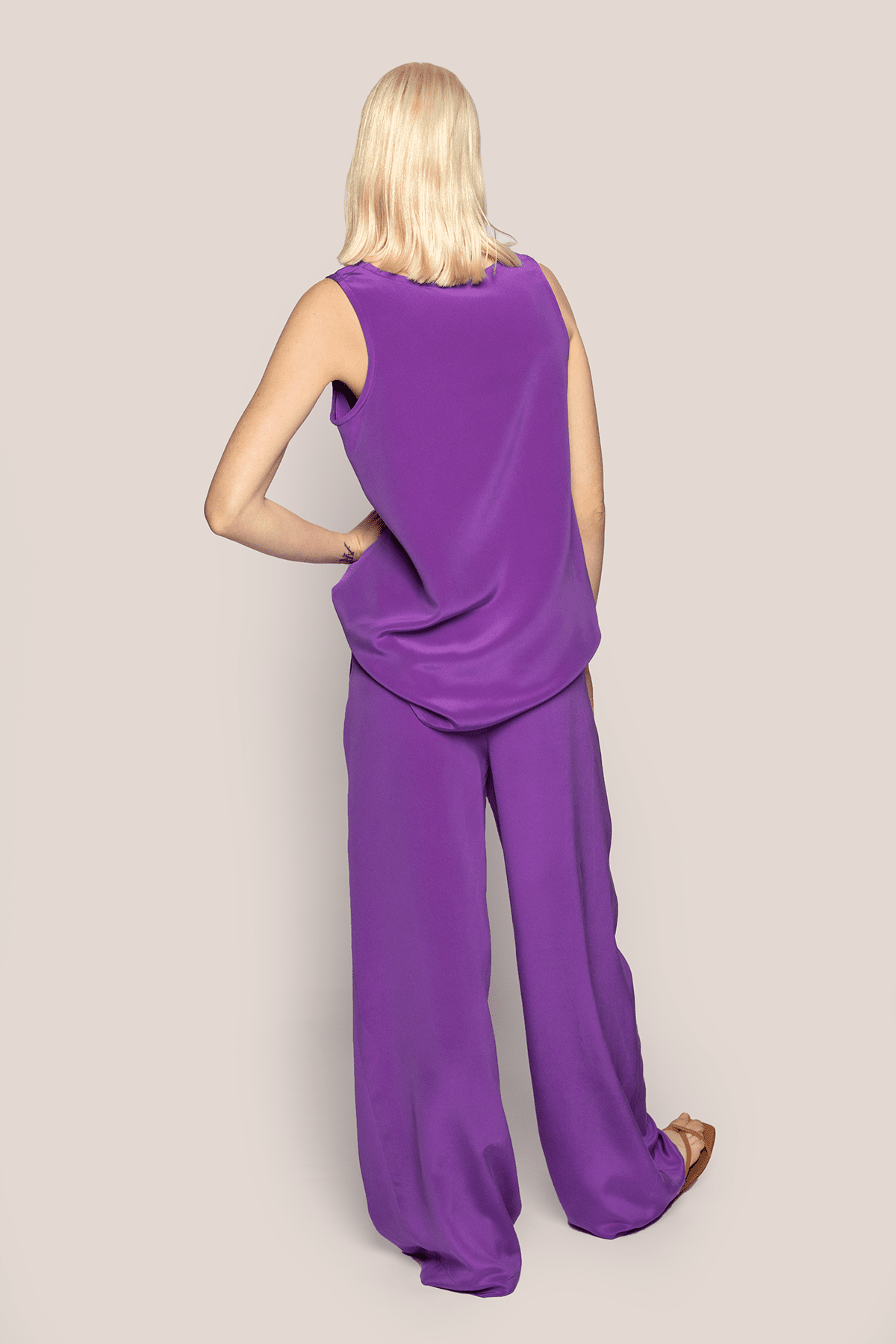 PJ Pant in Purple Silk Crepe