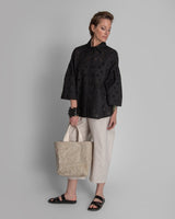 Pleat Blouse in Black Nuno CottonBlouses