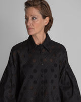 Pleat Blouse in Black Nuno CottonBlouses