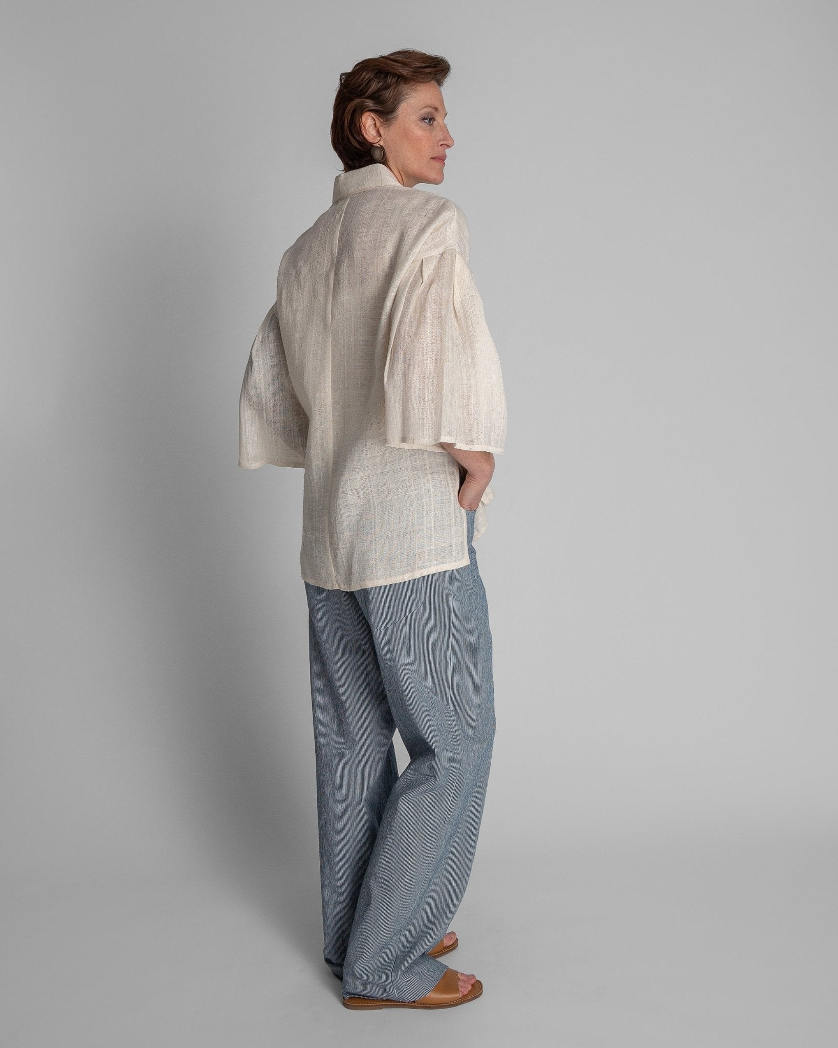 Pleat Blouse in Vintage Japanese Raw Ivory SilkBlouses
