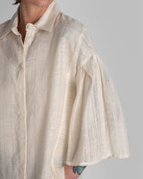Pleat Blouse in Vintage Japanese Raw Ivory SilkBlouses