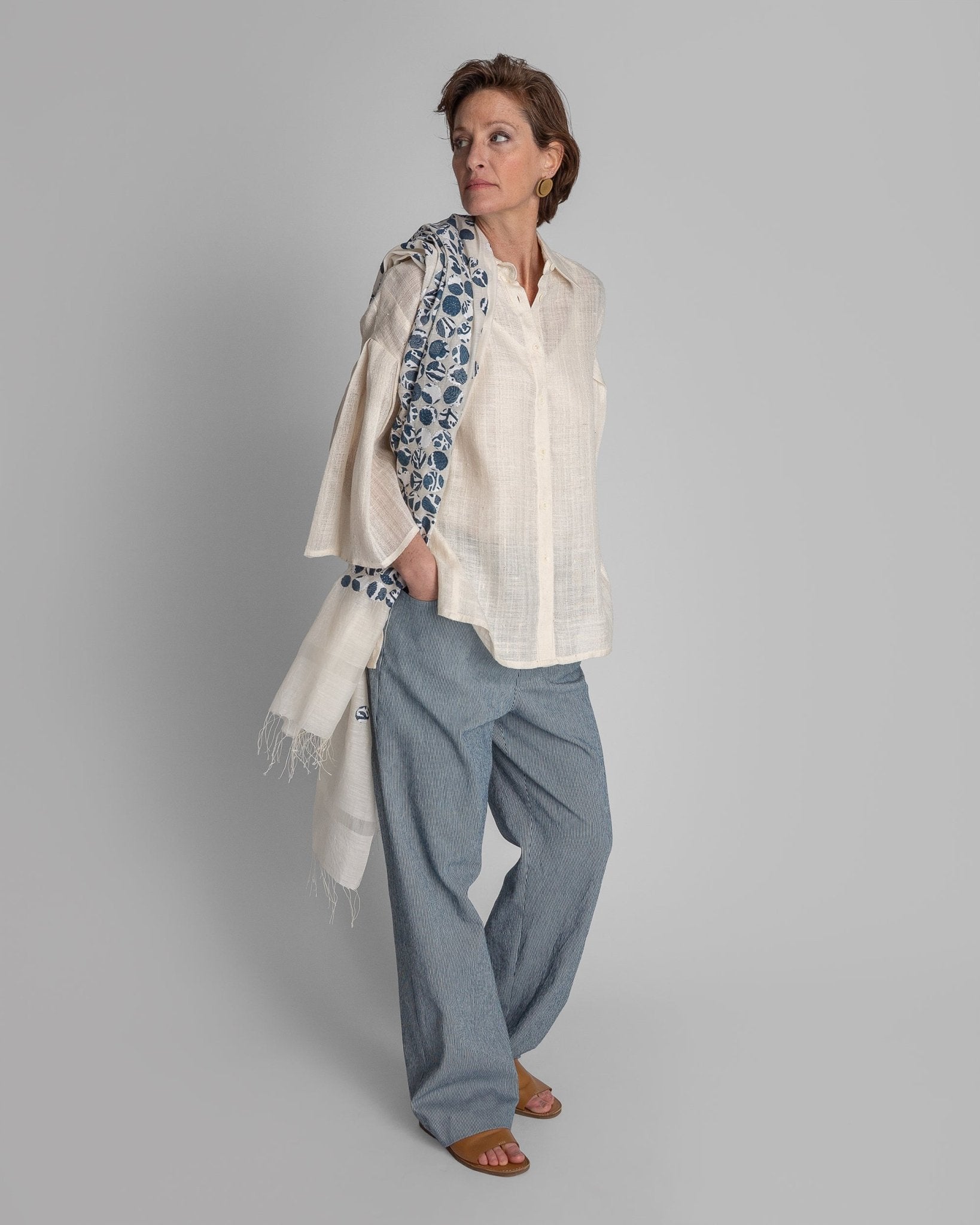 Pleat Blouse in Vintage Japanese Raw Ivory SilkBlouses