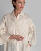Pleat Blouse in Vintage Japanese Raw Ivory SilkBlouses