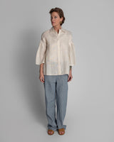 Pleat Blouse in Vintage Japanese Raw Ivory SilkBlouses