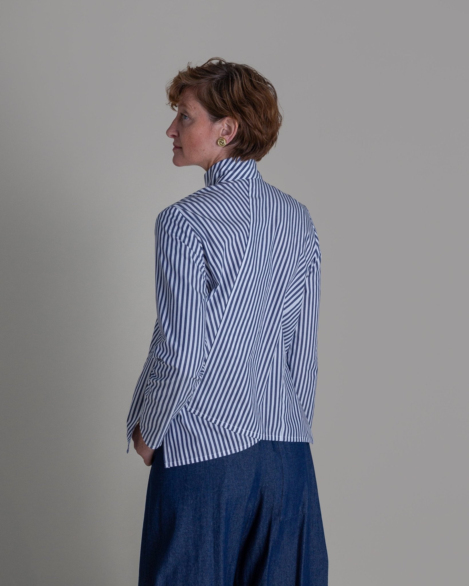 Points Shirt in Blue Striped CottonPoints Shirt