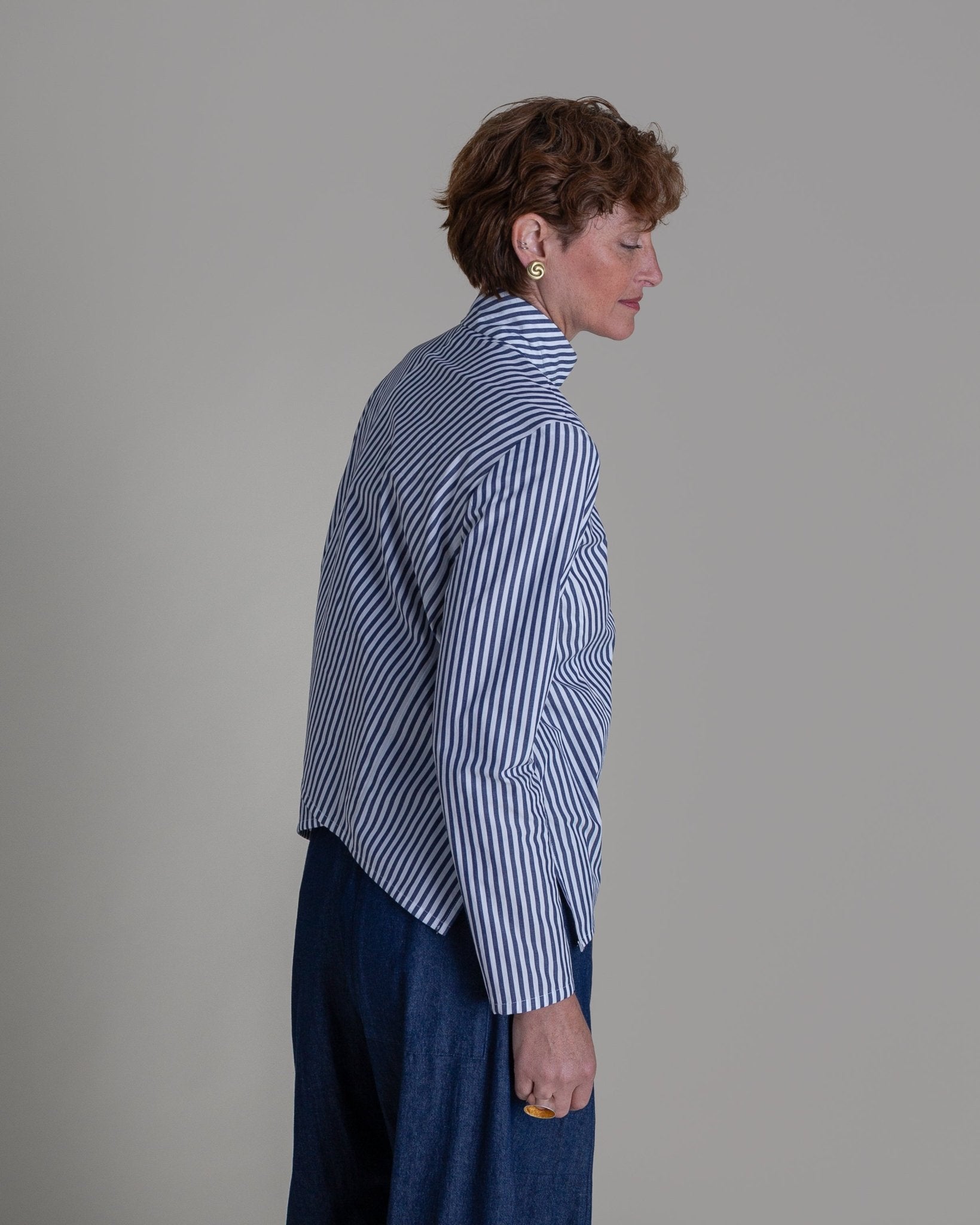 Points Shirt in Blue Striped CottonPoints Shirt