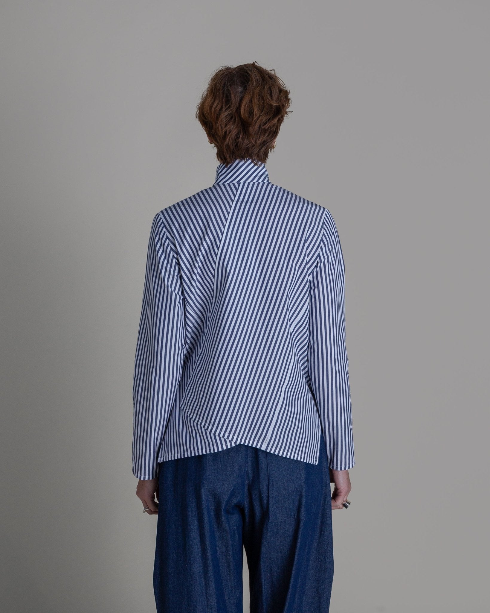 Points Shirt in Blue Striped CottonPoints Shirt