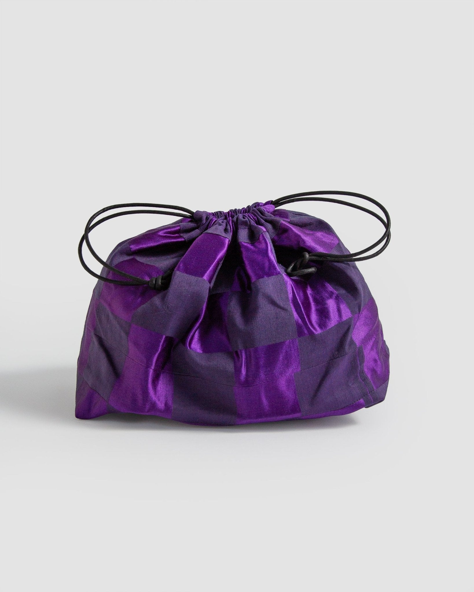 Pouf Clutch in Vintage Japanese Checkered Obi - 07