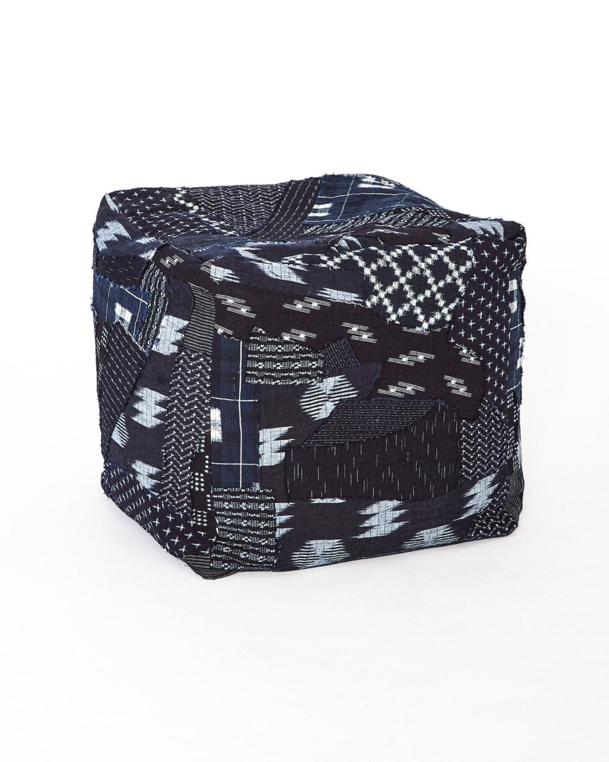 Pouf in Vintage Japanese Indigo Remnants No. 3