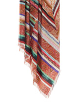 Printed silk scarf with "crocheted" section.