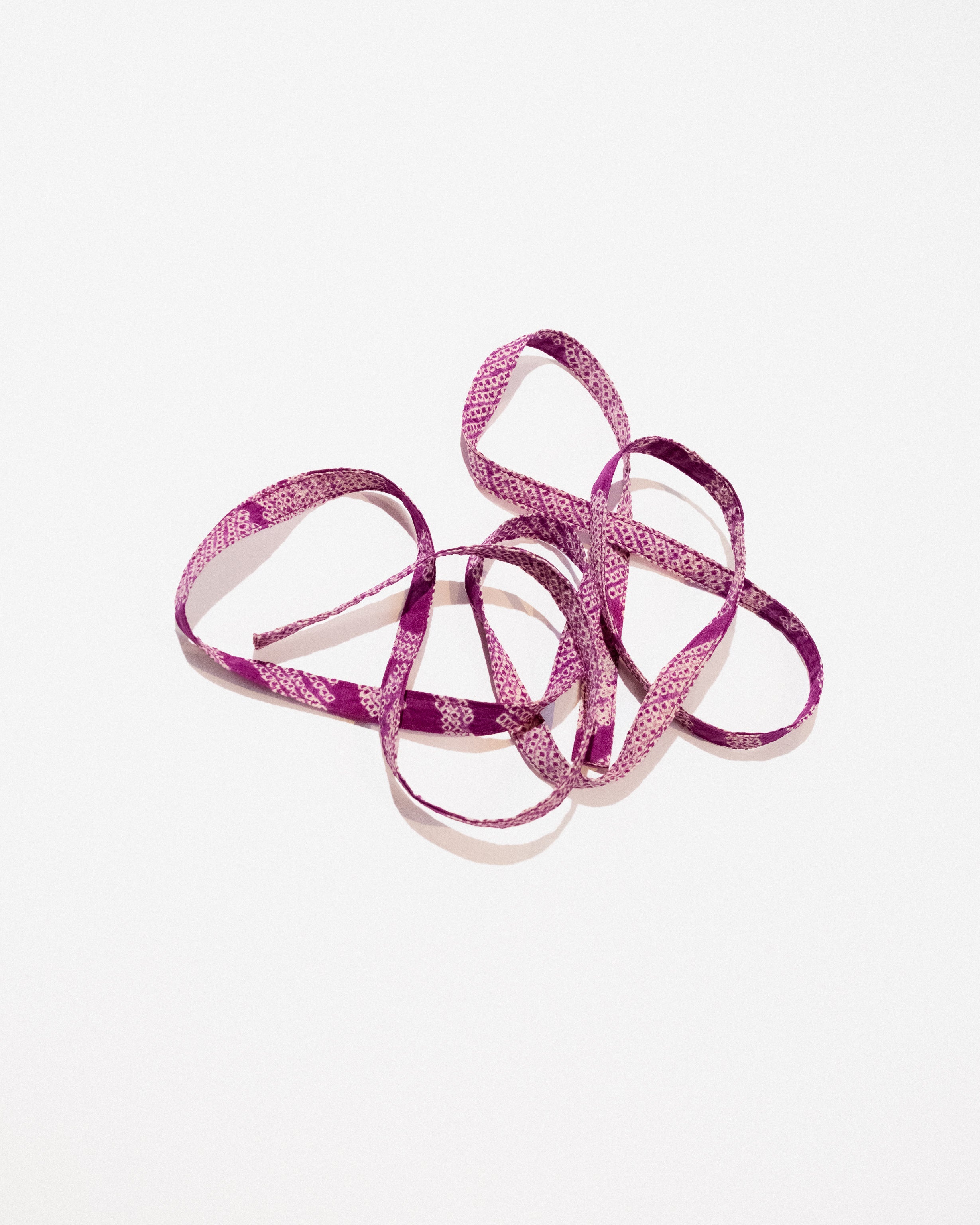 Skinny Ribbon Tie in Vintage Japanese Magenta Silk Tie-Dye No.106