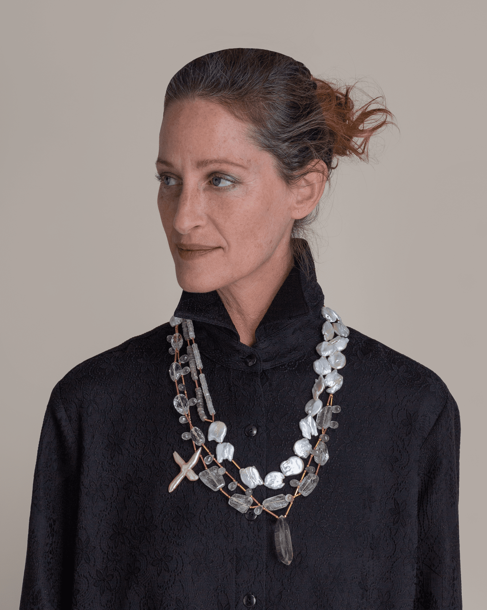 Quartz, Citrine, & Pearl Necklace