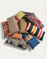 Rectangular Pillow in Vintage Japanese Cotton with Silk Brocade No. 209Rectangle Throw Pillows