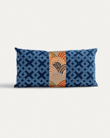 Rectangular Pillow in Vintage Japanese Cotton with Silk Brocade No. 209Rectangle Throw Pillows