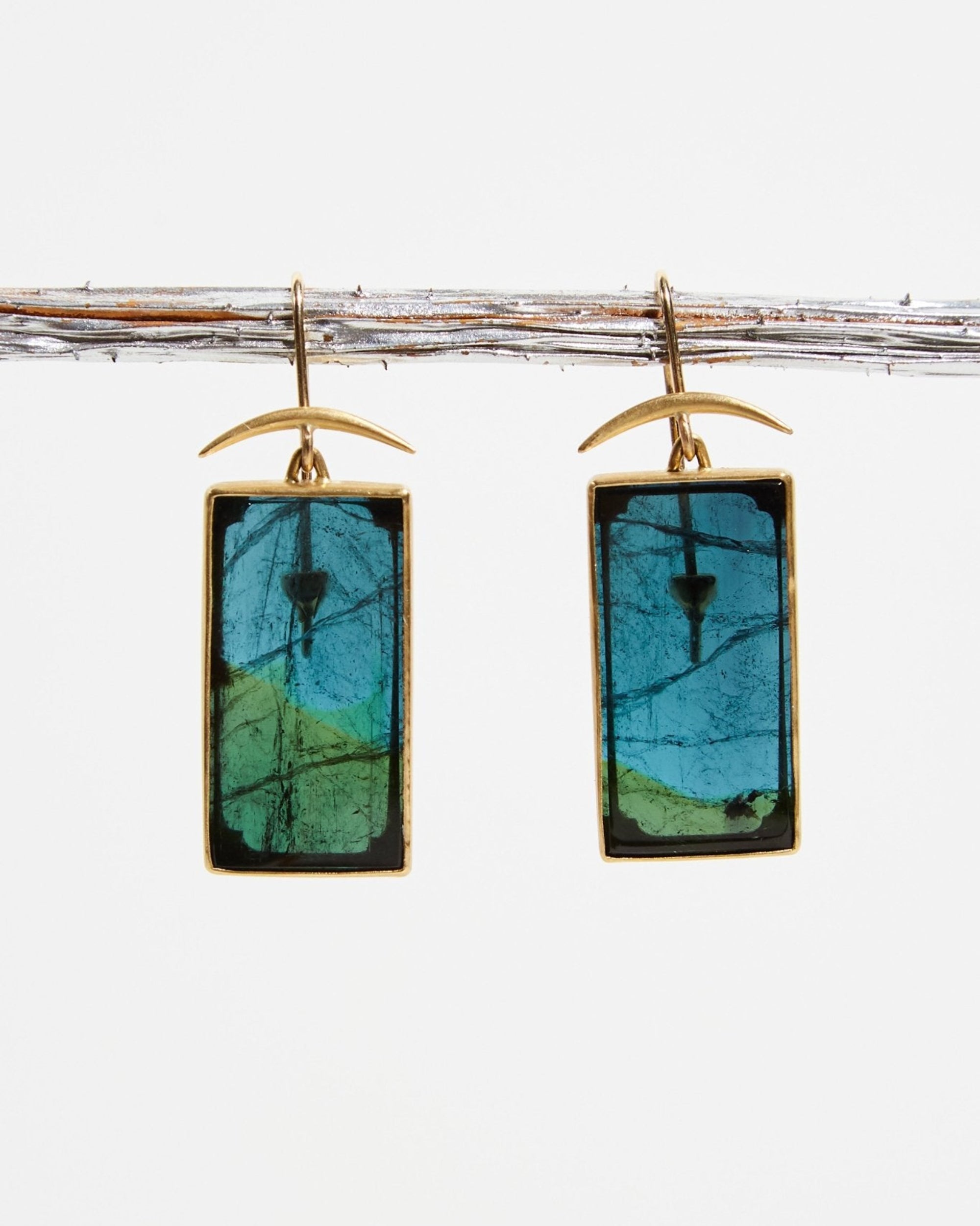 Rectangular Tourmaline Earrings