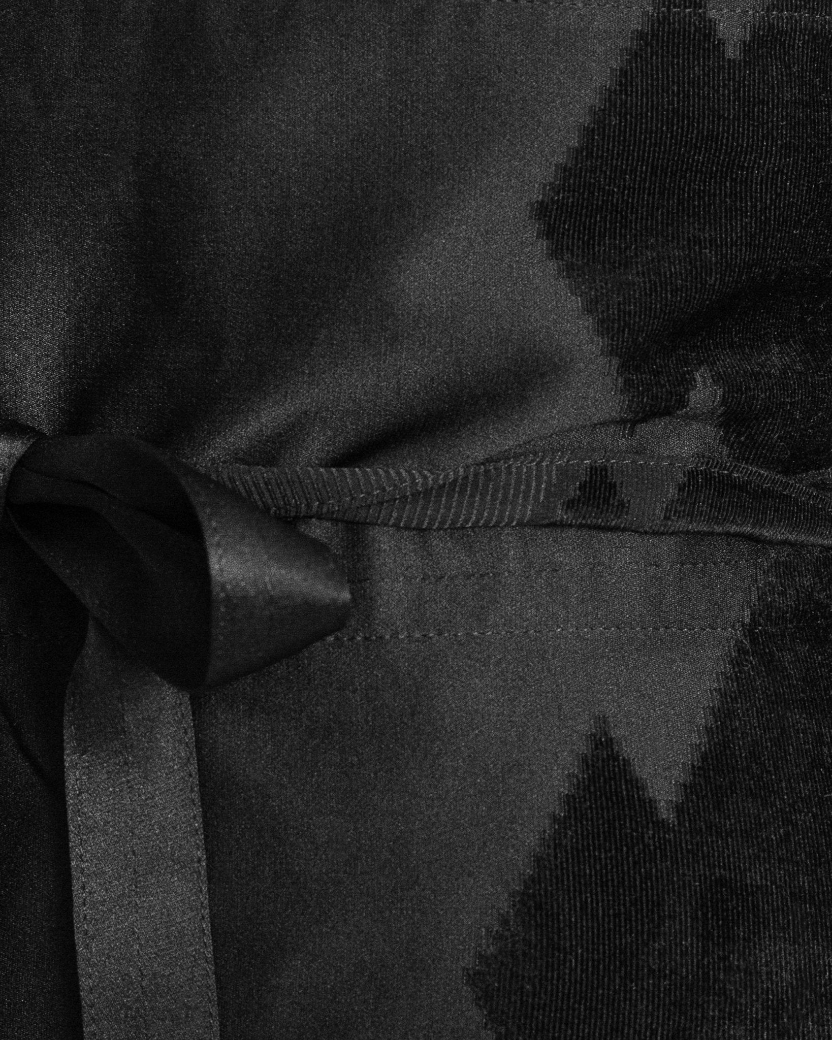 Reversible Tie Belt in Vintage Japanese Black Silk with Velvet DetailBelts